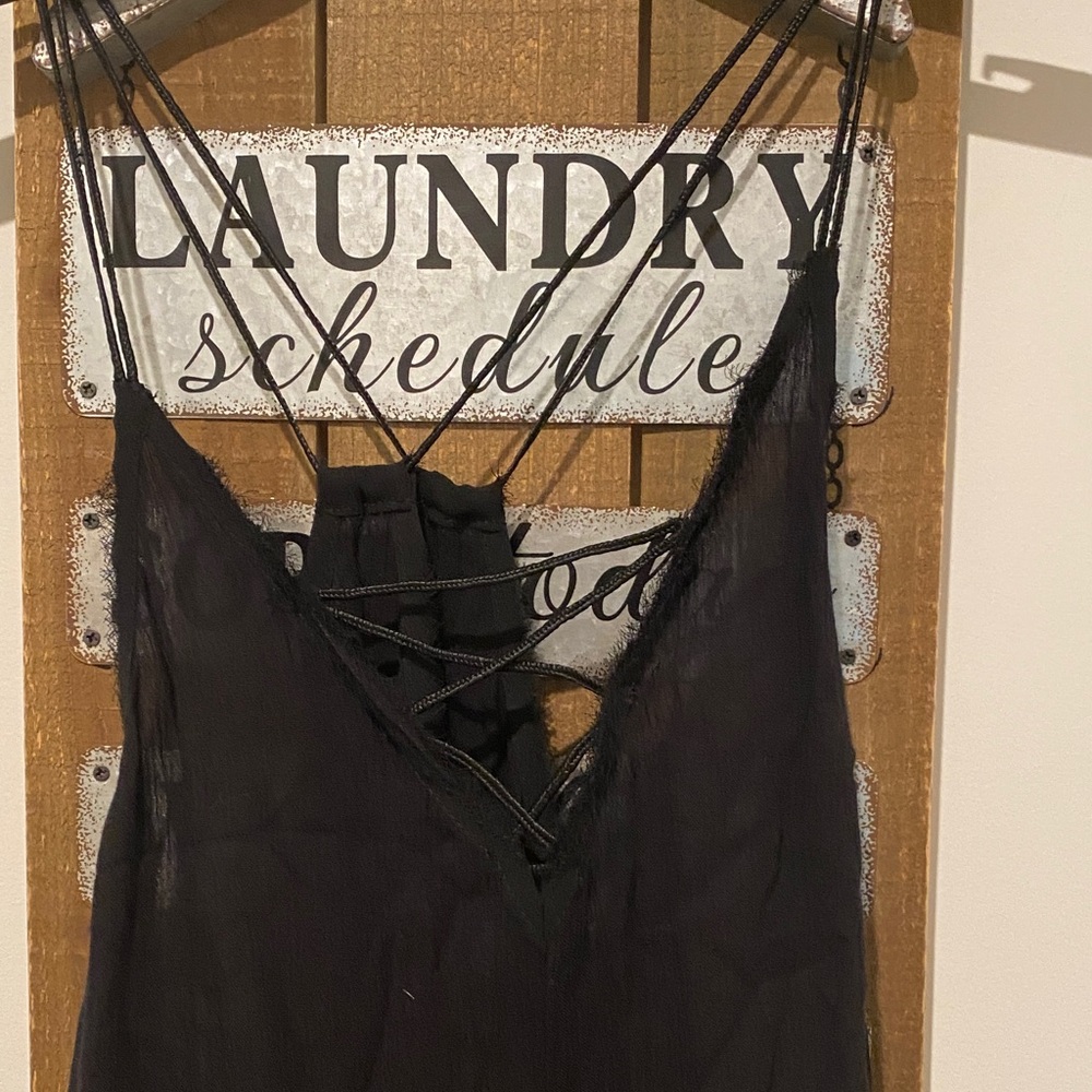 Free People Black Lace Strappy Top